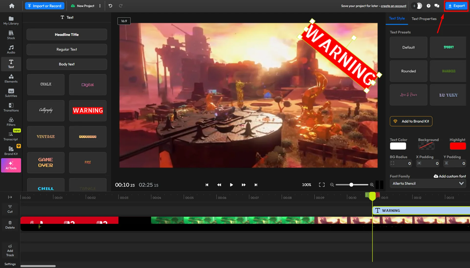 экспорт видео