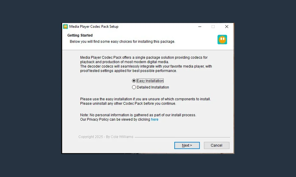 Скриншот кодека Media Player