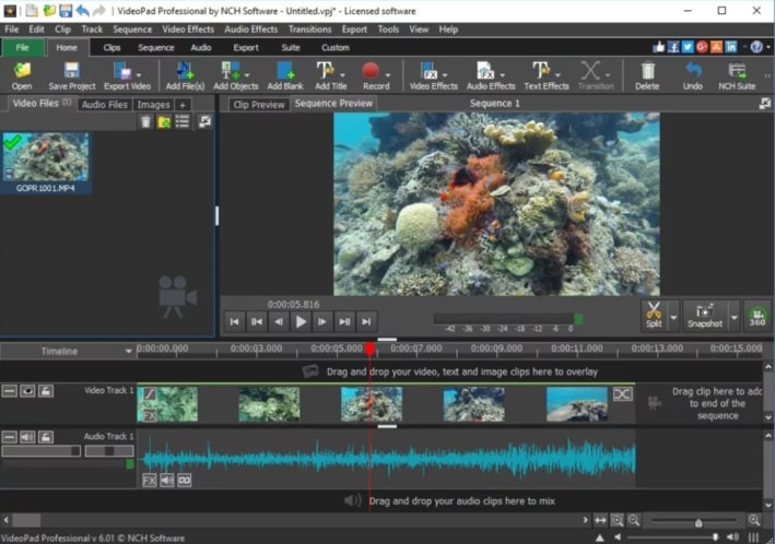Скриншот программы VideoPad Video Editor 1