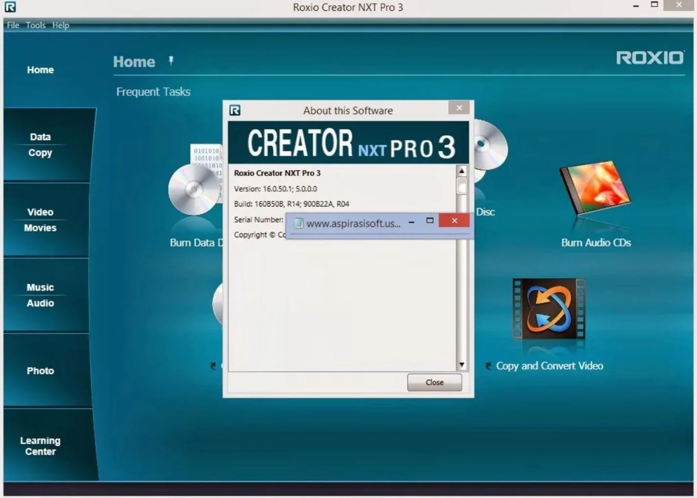 Интерфейс Roxio Creator NXT