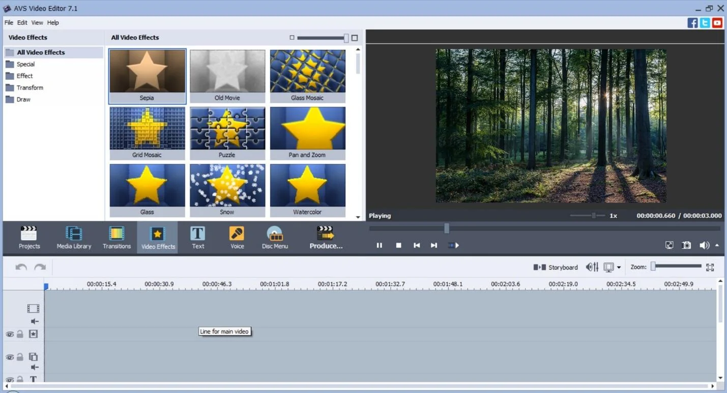 Интерфейс AVS Video Editor